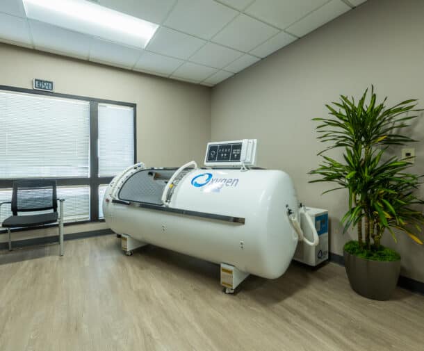 Inside of Phoenix Clinic, a muscle relaxing machine.