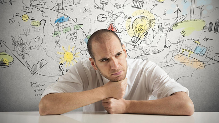 Man thinking ADD/ADHD too many thoughts